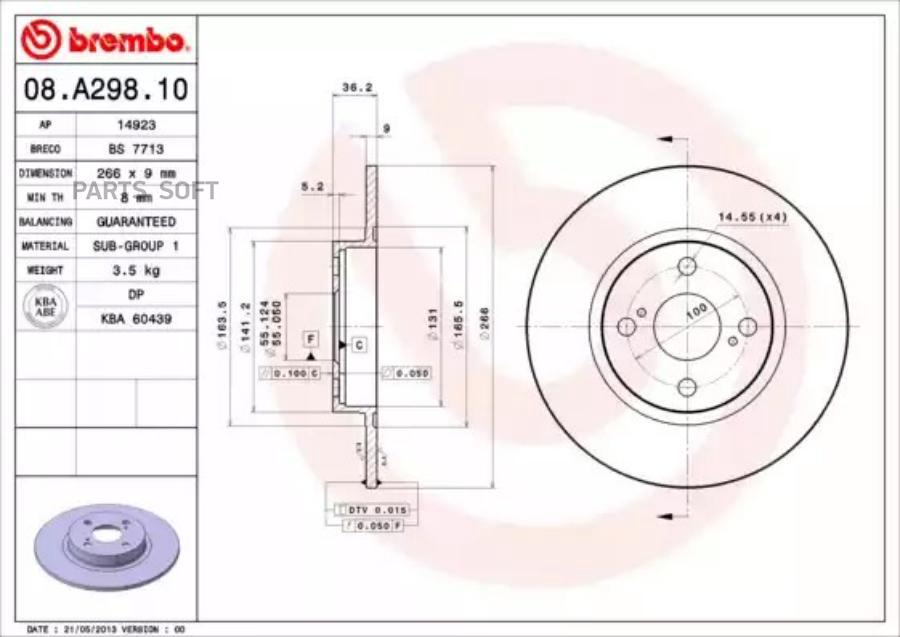 08A29810 BREMBO Тормозной диск