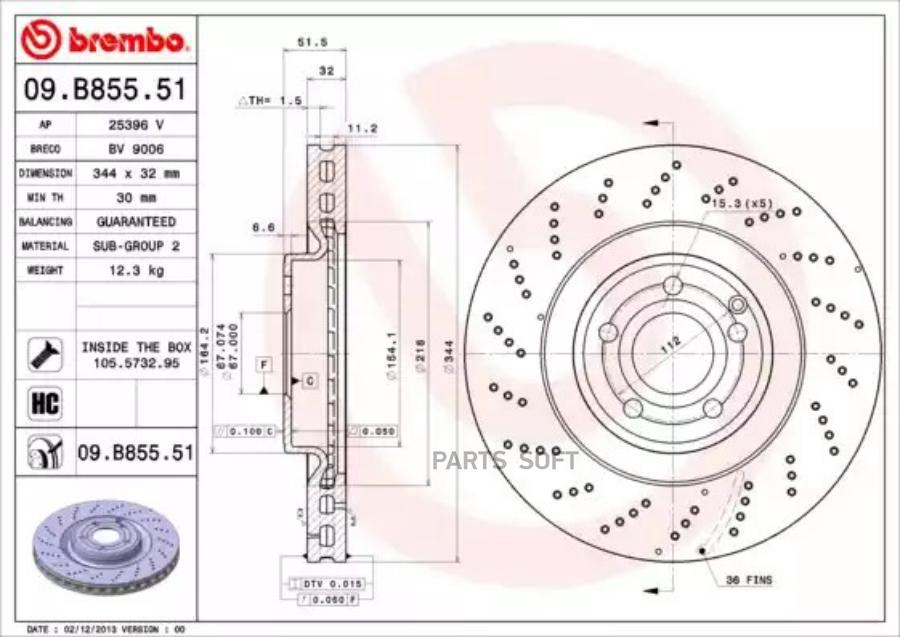 09B85551 BREMBO Тормозной диск
