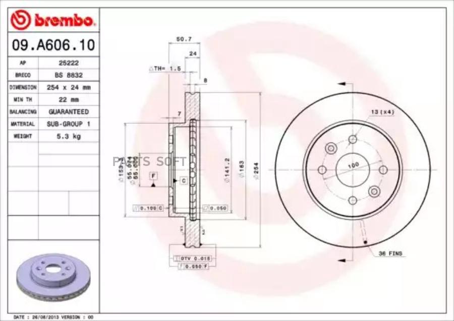 09A60610 BREMBO Тормозной диск