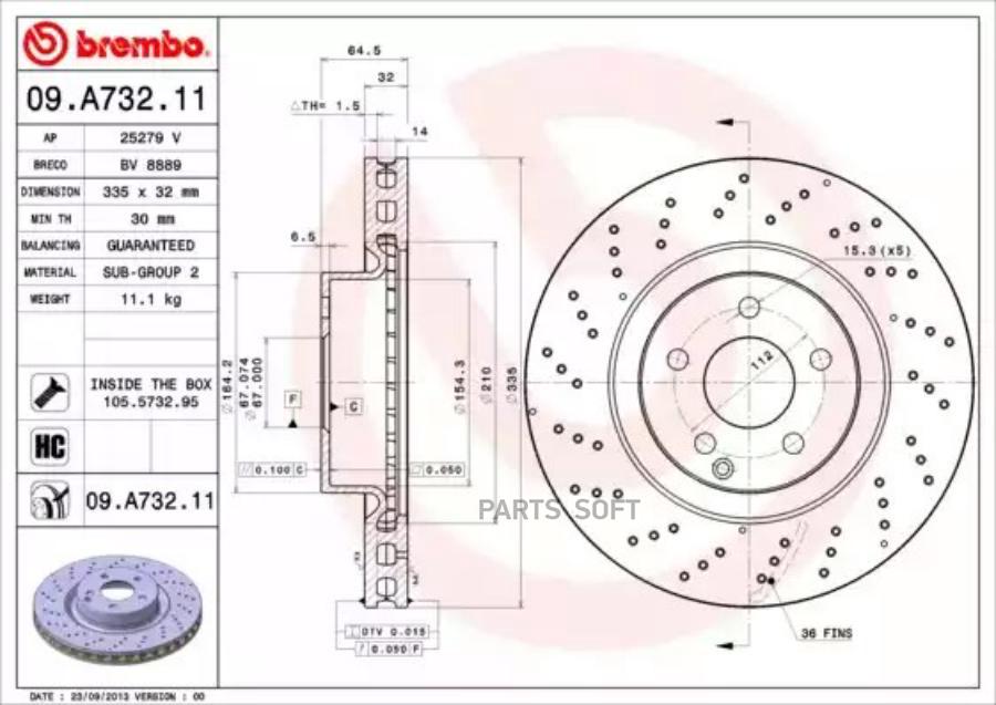09A73211 BREMBO Тормозной диск