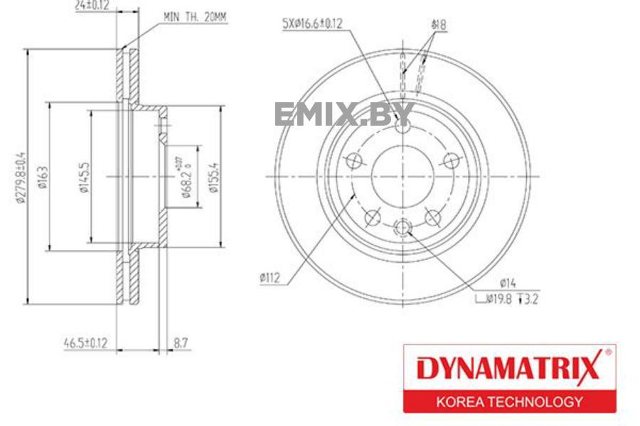 DBD1010 DYNAMATRIX-KOREA Тормозной диск