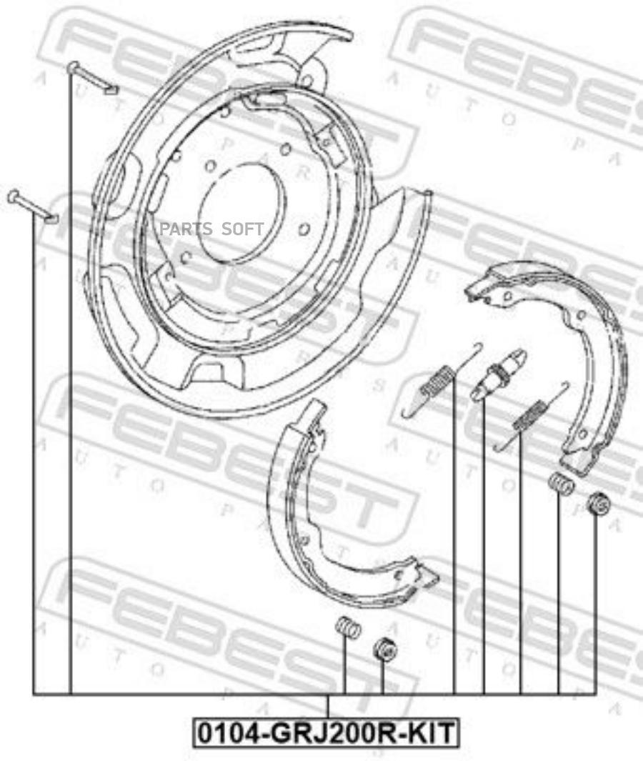 0104GRJ200RKIT Комплектующие, стояночная тормозная система FEBEST купить в  Липецке | Интернет магазин 