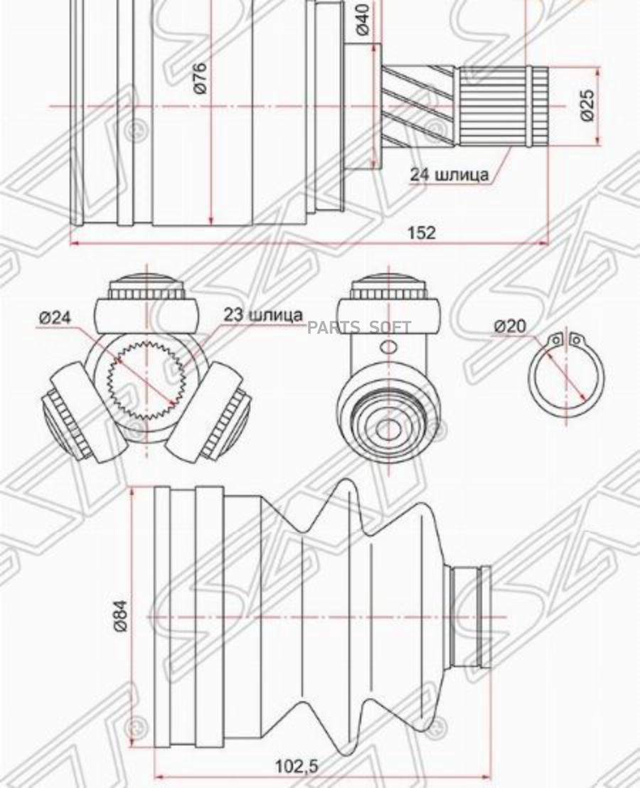 Шрус внутренний NISSAN SUNNY B1# 90-04 / PULSAR N1# 90-00 / WINGROAD / AD  Y110 / 11 90-04 / ALMERA N15 95-00 G SAT NI710 – купить в Липецке в  интернет-магазине автозапчастей «Авторитет 48»