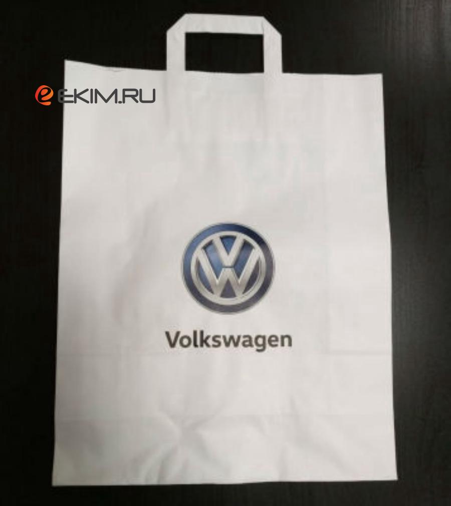 Бумажный подарочный пакет с ручками Volkswagen Logo Paper Bag White M-size