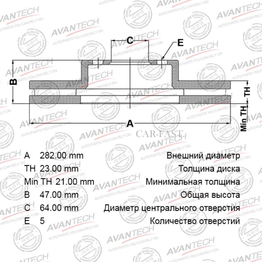 Купить в наличии или заказать Диск тормозной AVANTECH BR0302S в г.  Новосибирск ул. Писарева 60. Цена, наличие, характеристики, отзывы,  доставка почтой России.