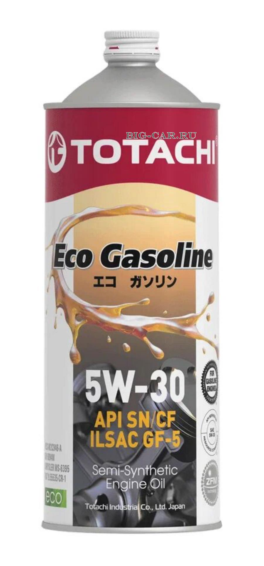 Полусинтетическое моторное масло TOTACHI Eco Gasoline SN CF 5W 30 1л TOTACHI  10801 купить в интернет-магазине Big-Car.ru