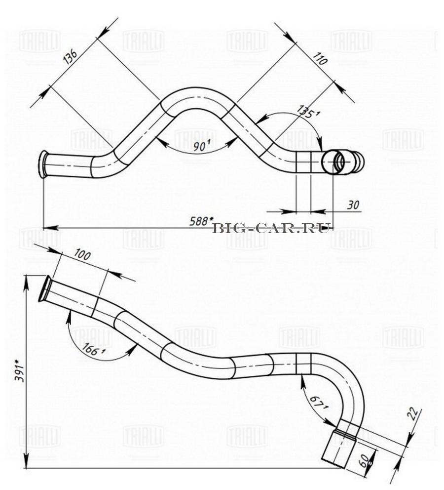 Труба выхлопного газа TRIALLI ECP0102 купить в интернет-магазине Big-Car.ru