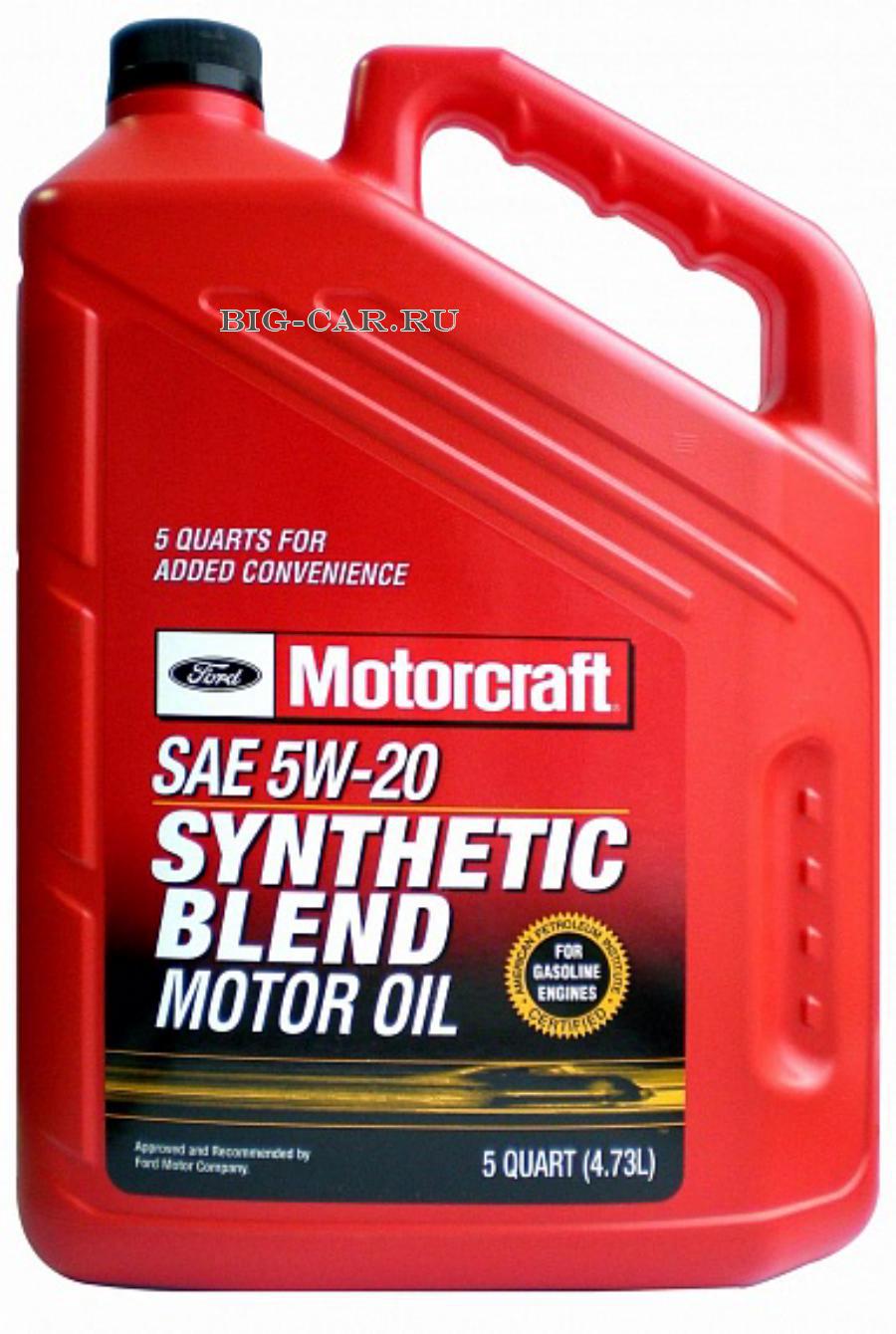 Масло моторное FORD Motorcraft Premium Synthetic Blend SAE 5W-20 (4.73 л)  1/3 FORD XO5W205Q3SP купить в интернет-магазине Big-Car.ru