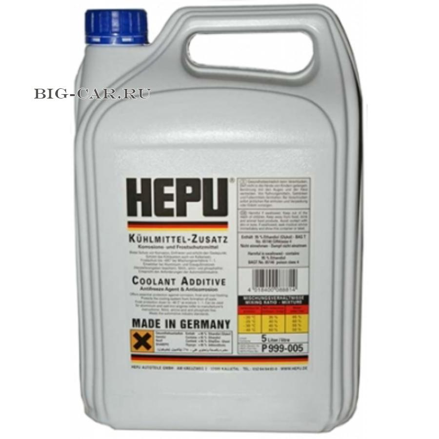 Антифриз синий 5L концентрат 1:1 -40°C соответствует категории G11 HEPU  P999005 купить в интернет-магазине Big-Car.ru