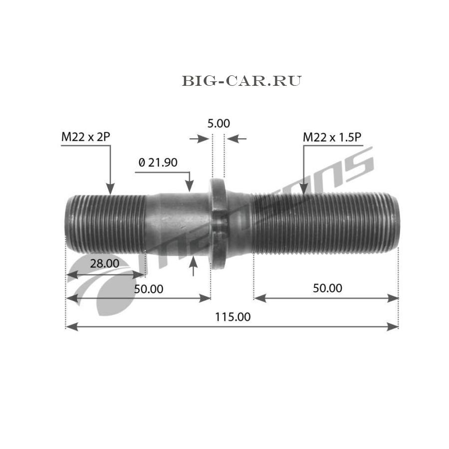 шпилька колеса М22х2/22х1,5х112 MANSONS 03300053 купить в интернет-магазине  Big-Car.ru