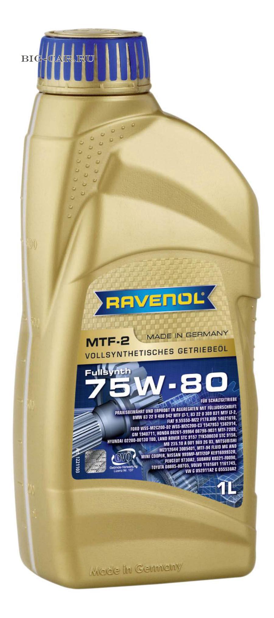 Трансмиссионное масло RAVENOL 122110300101999 купить в интернет-магазине  Big-Car.ru