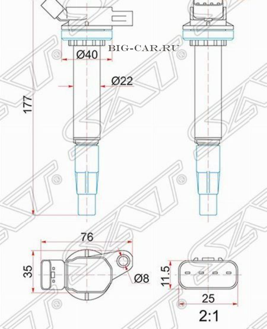 Катушка зажигания TOYOTA COROLLA 07- 1ZRFE / LEXUS NX200 3ZRFAE SAT  ST9091902258 купить в интернет-магазине Big-Car.ru