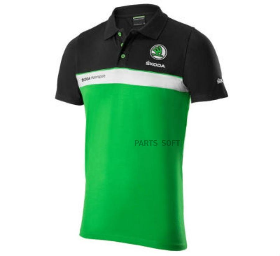 000084230BDFBD VAG Мужская рубашка-поло Skoda Mens Motorsport Polo Shirt Black/White/Green