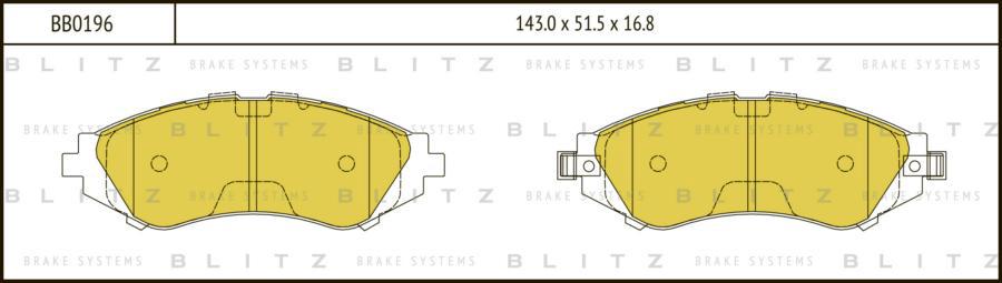BB0196 BLITZ Колодки тормозные дисковые передние