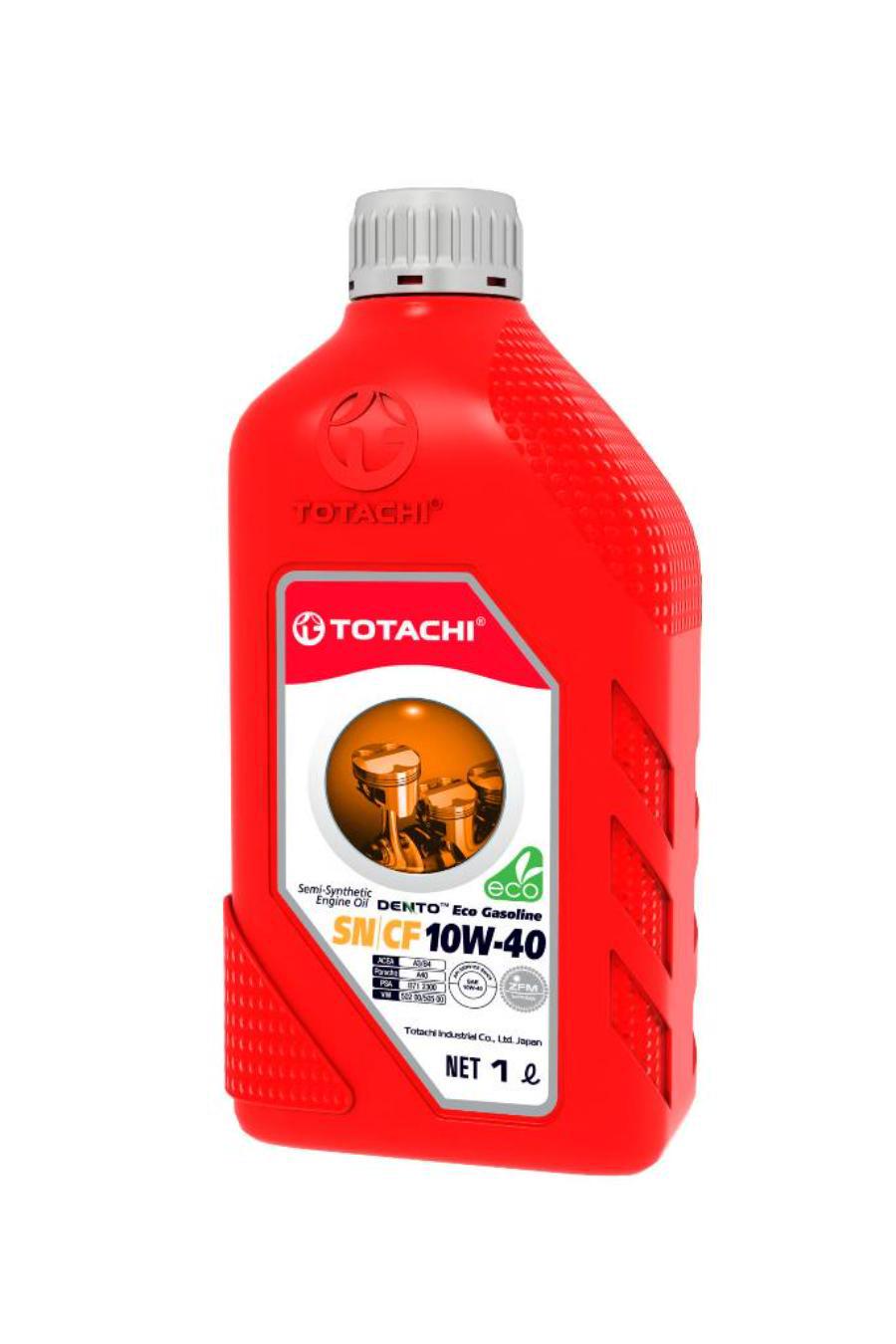 TOTACHI DENTO  Eco Gasoline Semi-Synthetic API SN/CF 10W-40 1л пласт.канистра
