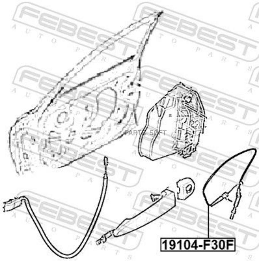 19104F30F Трос, замок двери FEBEST купить в каталоге интернет магазина Авто-Мото.ру  по выгодной цене